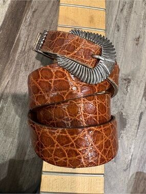 James Reid, Ltd. Alligator Men’s SZ 38 Western Belt 925 Sterling Silver Buckle